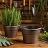 Planters for Flowers Retro Flower Pot with Saucer, Bronze Finish Plant Drainage Holes, Pots Succulents Breathable Thickened Plastic Planter