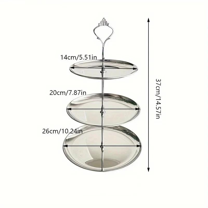 2/3Tier Stainless Steel Cake Stand Holder Fruit Tray Restaurant Detachable Dessert Rack Gold Silver Fruit Plate Snack Candy Tray