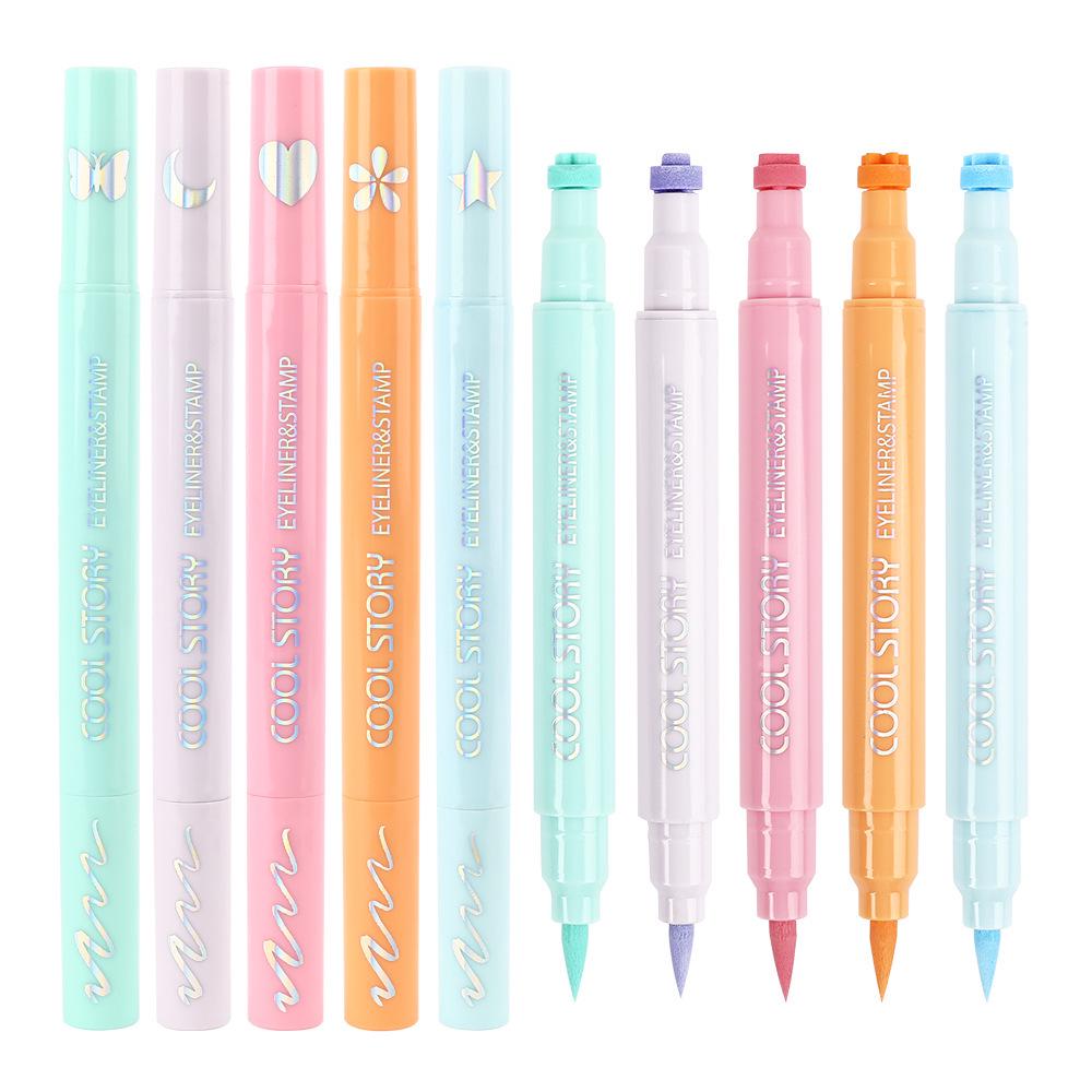 Матовый двусторонний лайнер для глаз: Жидкая ручка 2-в-1 с штампом-точкой, Стойкая, Быстросохнущая, Водостойкая, Не размазывающаяся