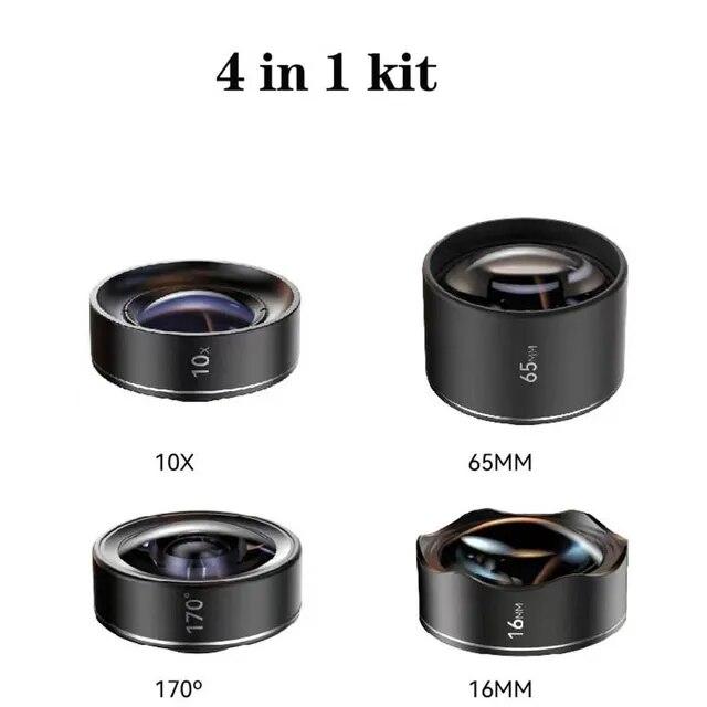 Smartphone Lens 10x Macro 65mm Portrait 170° Fisheye 16mm Ultra-Wide Angle Lens For Cell Phone IPhone 15 14 13 X Pro Max Samsung