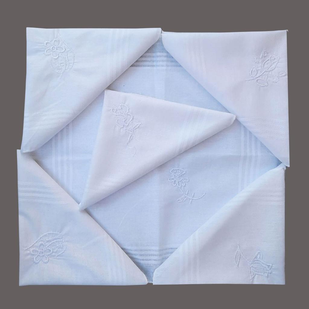 Женский белый носовой платок с цветочной вышивкой, 6 шт., 28x28 см, 100% хлопок