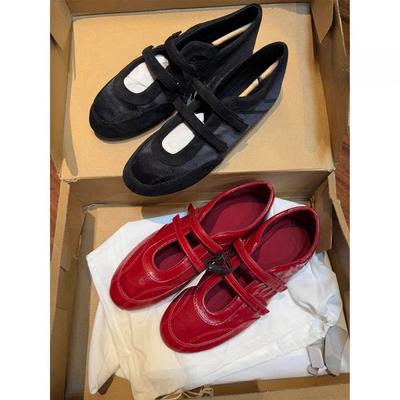 Невидимая внутренняя прибавка роста, плоская подошва, функциональные балетки, женские, 2025, весна и осень, новые, темпераментные, бордовые, на липучке, одинарные туфли