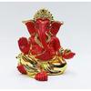 Gold Plated with Red Terracotta Gaddi Ganesha for Car Dashboard Home Decor Gifting Diwali Birthday Festivals (Gold Red)