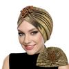 New Women's Luxury Diamond Turban Cap Muslim Indian Hat Bandana Elastic Beanies Chemo Cap African Hat Headwear