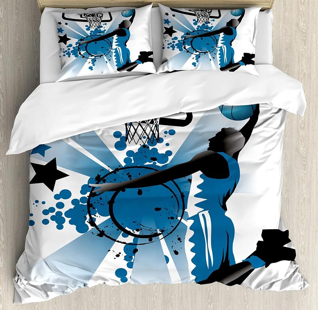 Пламя баскетбольный мяч коробка с принтом комфорт пододеяльник наволочка домашний текстиль пододеяльник для мальчика ребенок подросток девочка комплект постельного белья из 3 предметов