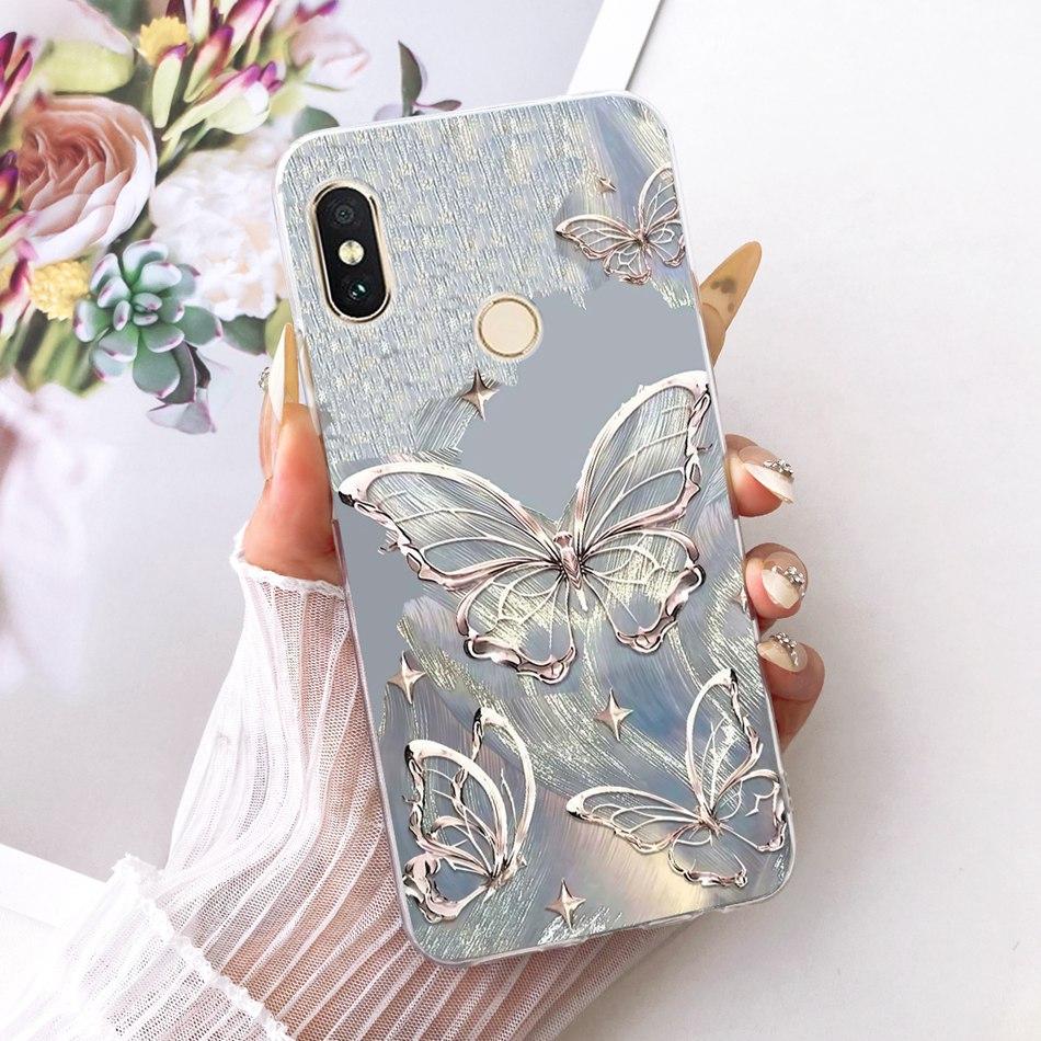 For Xiaomi Redmi Note 6 Pro Cute Flower Butterfly Cat Painted Case For Redmi Note6 Soft Silicone TPU Phone Cases