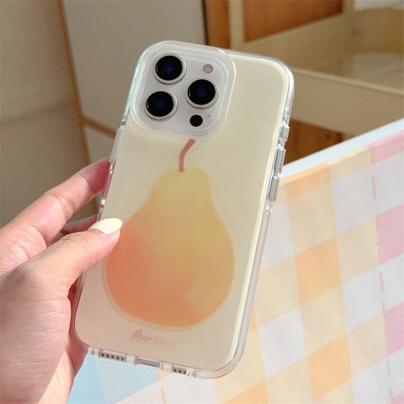 Ins фрукт яблоко груша арбуз кокос Чехол для телефона для iPhone 16 15 14 13 Pro Max Силиконовый противоударный и защищающий от падений чехол