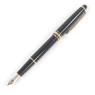 Очень хорошая перьевая ручка MONTBLANC Meisterstck White Star колпачкового типа черно-золотая 14K мужская Б/У