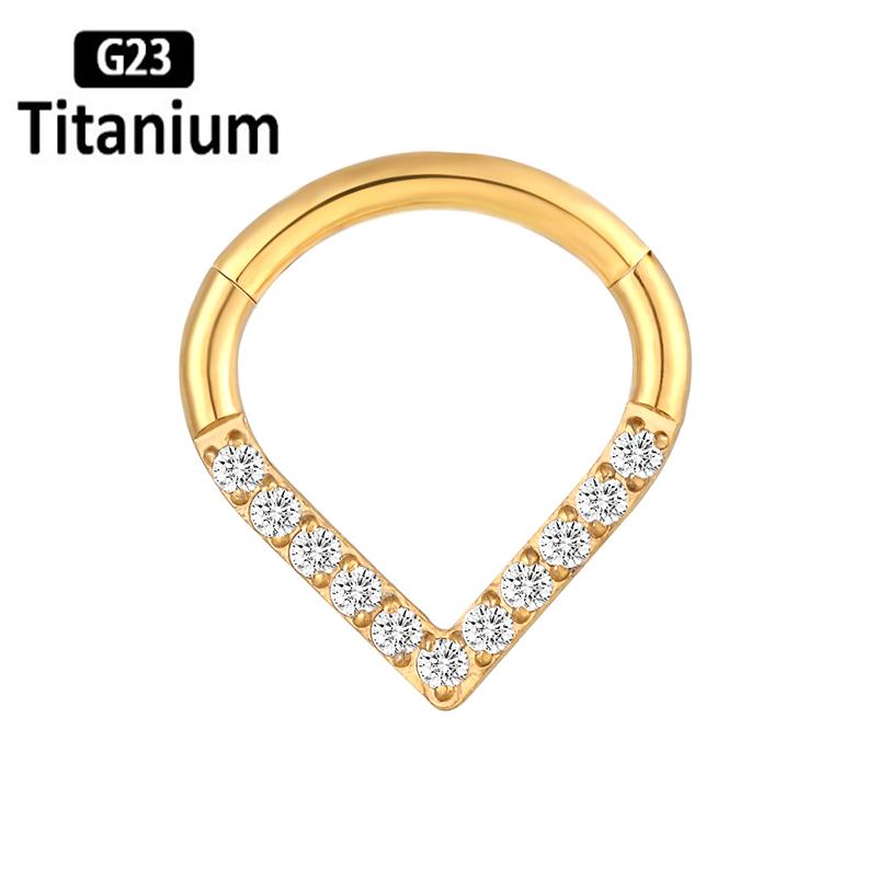 Титан G23 Высокое качество Капля воды Пирсинг септума Кликер Кольца для носа 16G Сегмент Трагус Хрящ Дейт Серьги-кольца Циркон