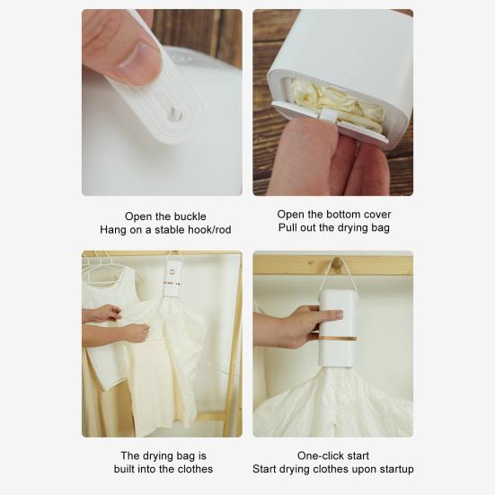 Электрическая сушилка для одежды Мини-сушилка для белья с функцией таймера Простая в использовании Низкий уровень шума Маленькая компактная электрическая сушильная машина с сушильным мешком