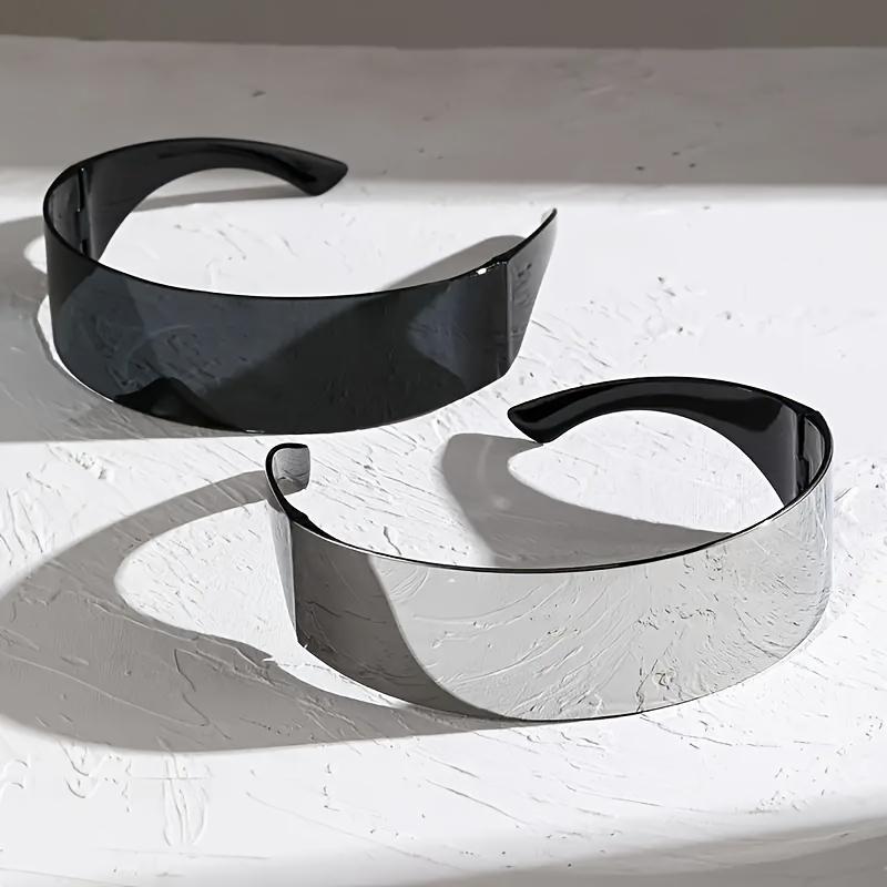 Неполяризованные 2 шт. футуристических безрамных крутых модных очков, декоративные очки Cyberpunk Y2k, подходят для мужчин и женщин, реквизит для фотосъемки,