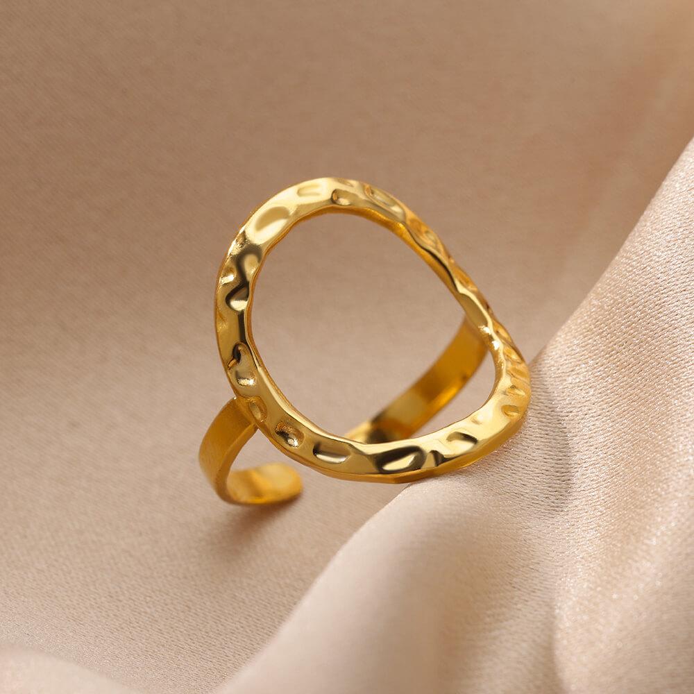 Opening Rings for Women Stainless Steel Gold Color Geometric Ring Fashion Simple Party Christmas Jewelry Gift