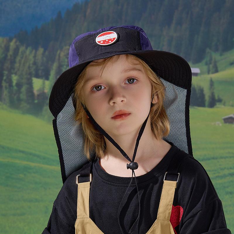 Children's hat summer outdoor travel big eaves shawl neck protection sunshade sunscreen hat quick drying waterproof breathable bucket hat