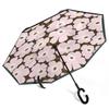 Inverted Umbrella with Floral Nordic Reverse Long Strong Wind UV Water Suitable for Rain or Car Business Light Heat Character Design Pattern, Design,