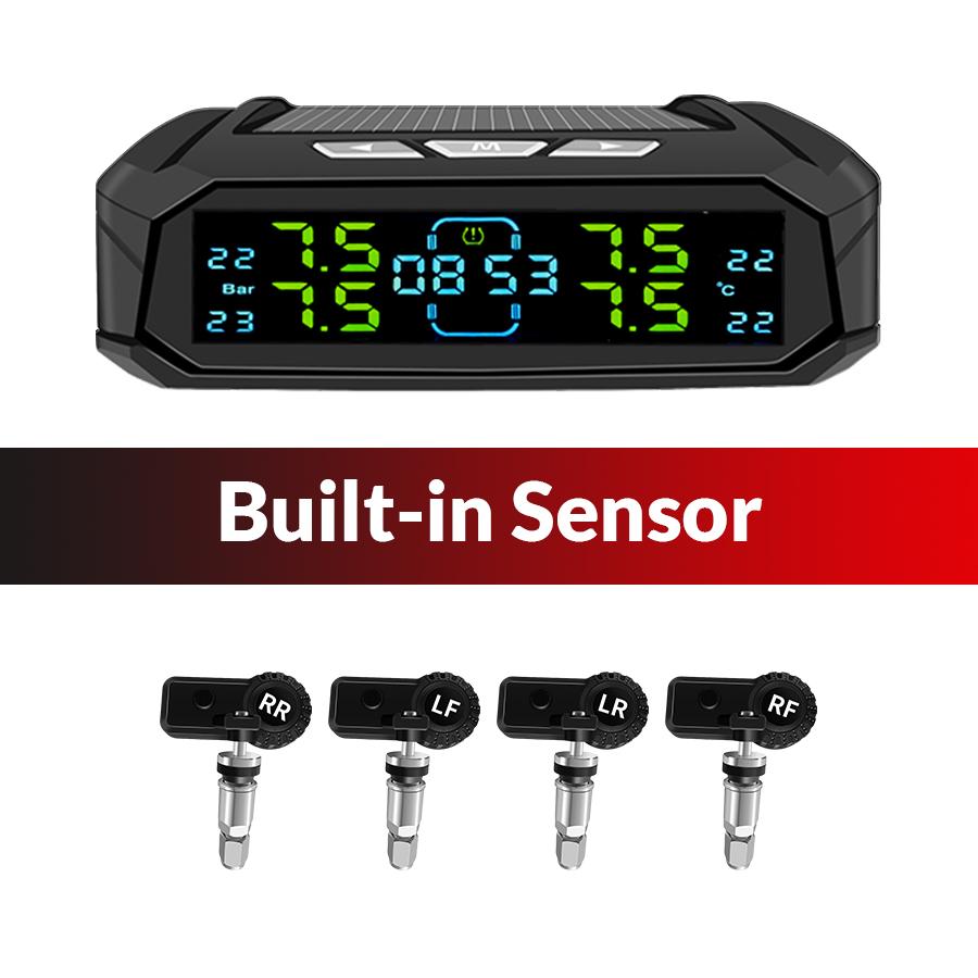 Car Sensor TPMS Built-in External 8Bar Tire Pressure Monitoring System Car Universal Electronic Clock LCD Display