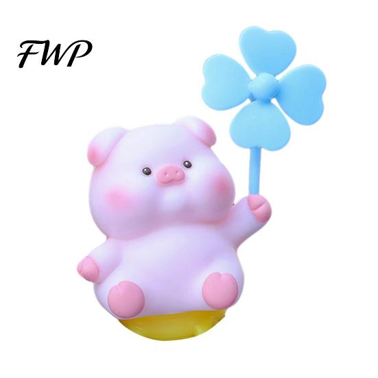 Car Interior Cute Decoration Cartoon Windmill with Soft Doll Rotary Ornament for Dashboard Macaron Color Decor Handlebar & Vent Solar/Manual Spin Fun
