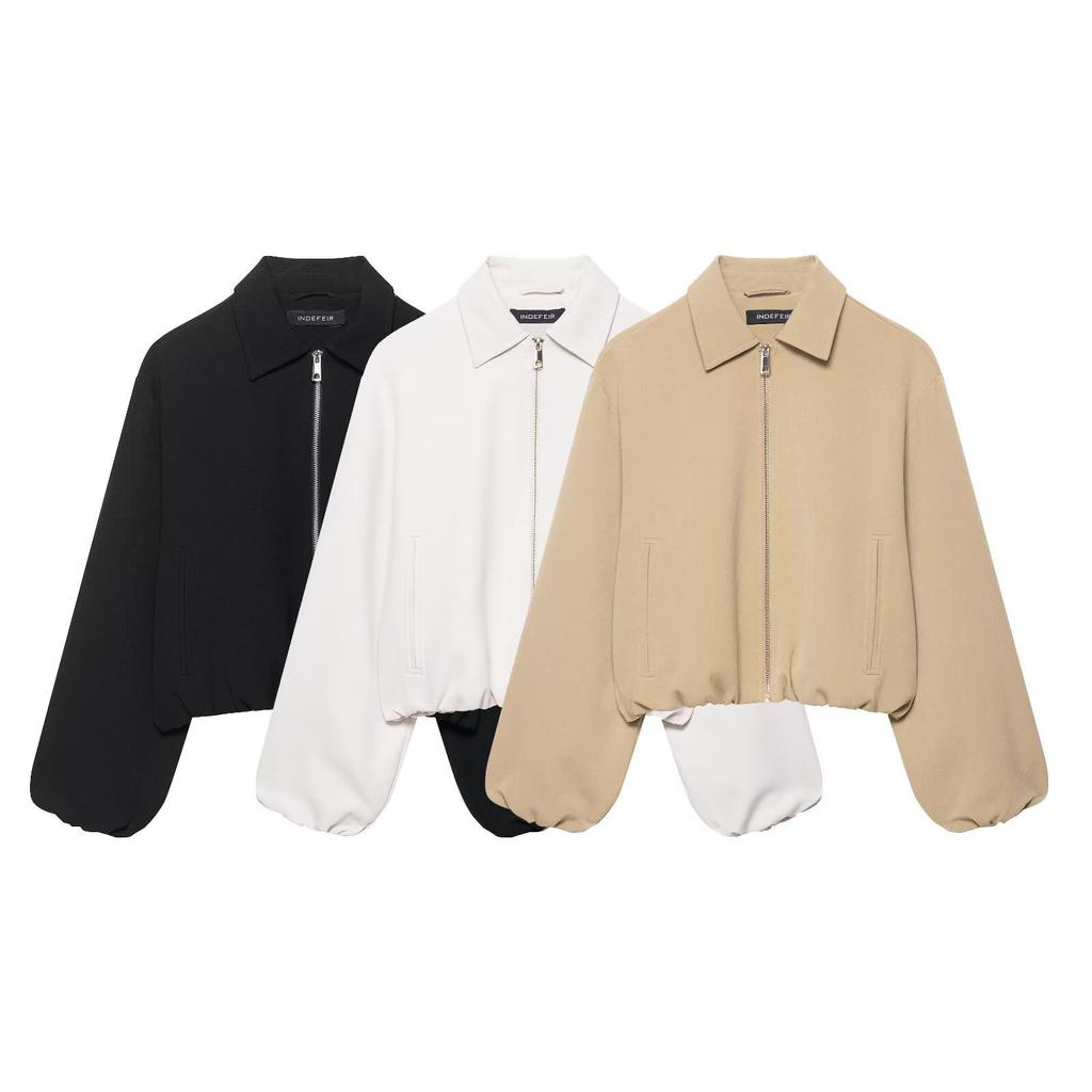 autumn and winter new products European and American cross-border women's clothing street fashion zipper fluffy jacket w085 358016