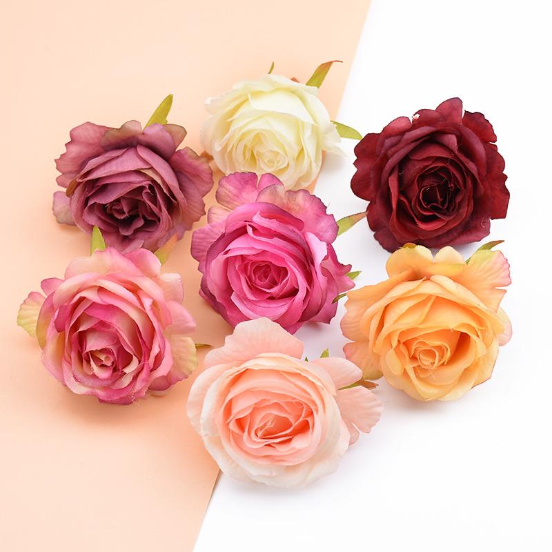 10/20pcs Artificial Flowers Silk Roses Wall Scrapbooking Wreaths Diy Gifts Candy Box Home Room Wedding Outdoor Decora Needlework