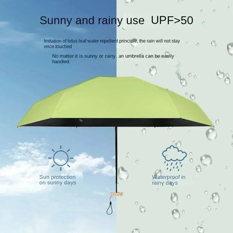 Umbrella Vinyl Folding Umbrella UV UPF50+ Mini Sun Umbrella Small Pocket Rain Travel Protection Sun Shade Pocket Parasol Capsule