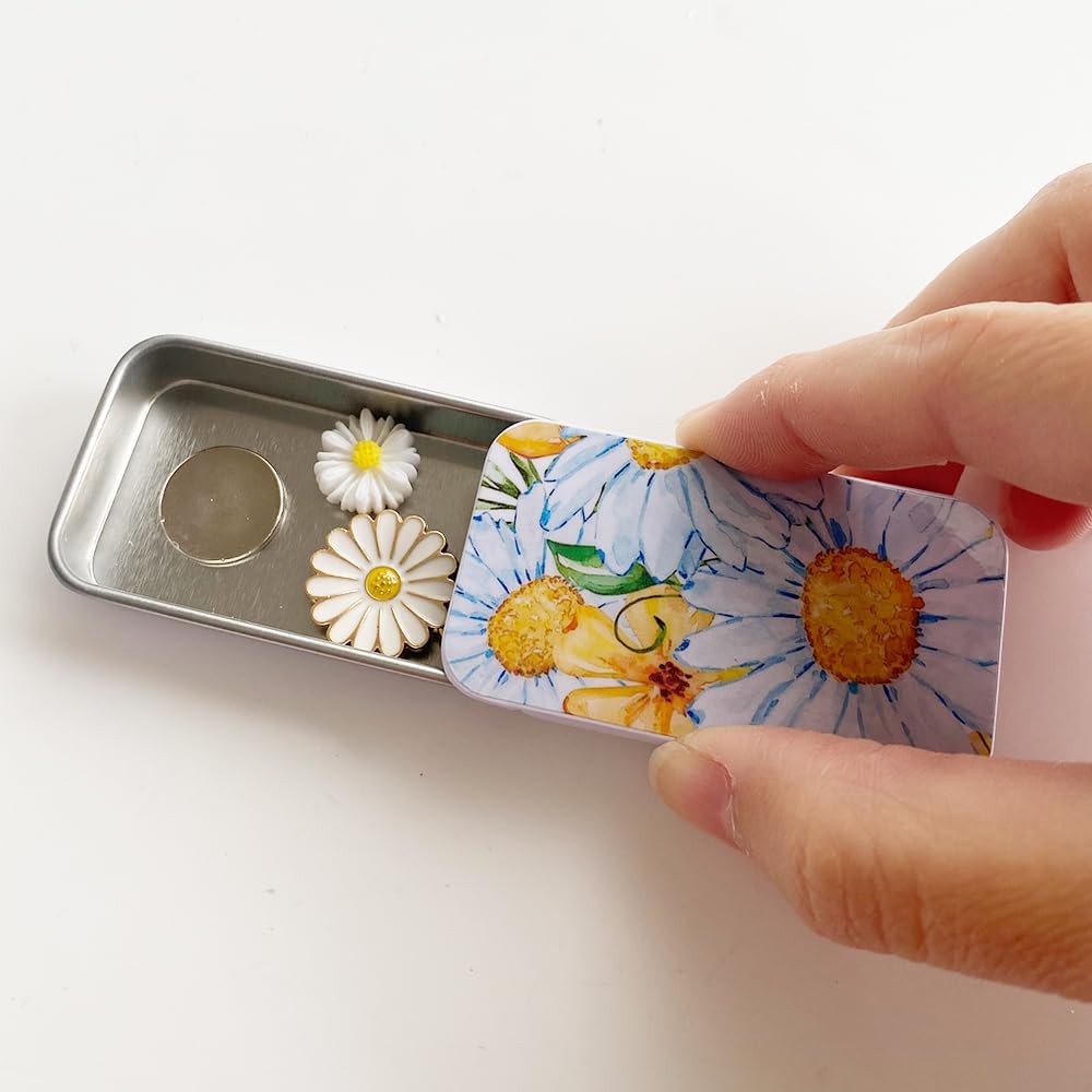 Dasiy Magnetic Needle Case Sewing Storage Box and Floral Needle Minder for Cross Stitch Embroidery Needlepoint Accessories