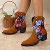 Fashion Trendy Multi-Coloured Patchwork Print Women Ankle Boots Metal Rivet Decoration Pointed Toe Women's Boots Winter New Ladies Boots
