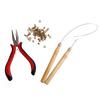 Pro Micro Hair Extension Rings Beads Pliers Hook Loop Needle Tools Full Set Pulling Hook Needle Tools Kit Micro Rings/Beads
