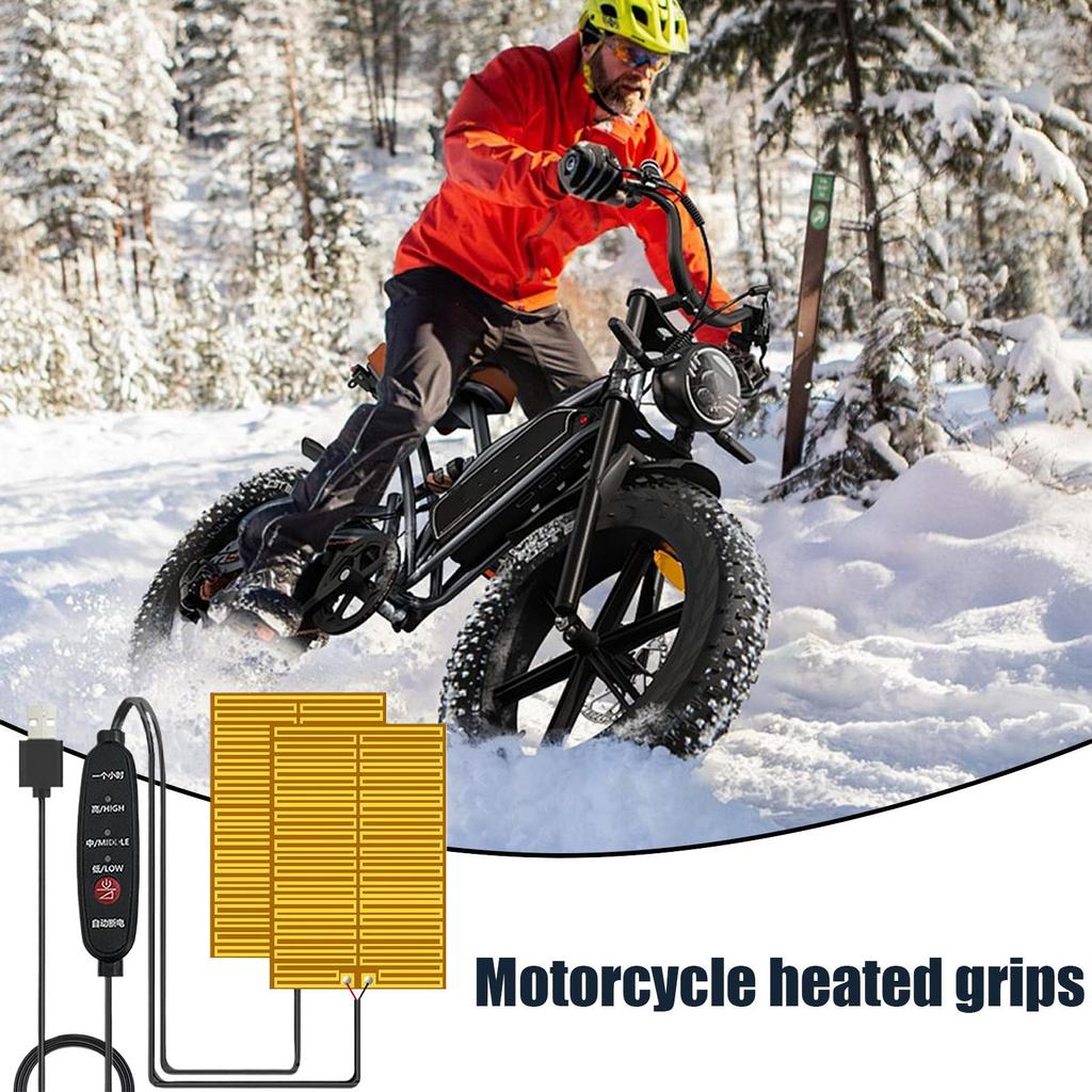 Heated Motorcycle Grips Non-Slip 3-Temp Warmer With Tape Warm Vehicle Heating Grips Pad For Winter Outdoor Riding Biking Touring