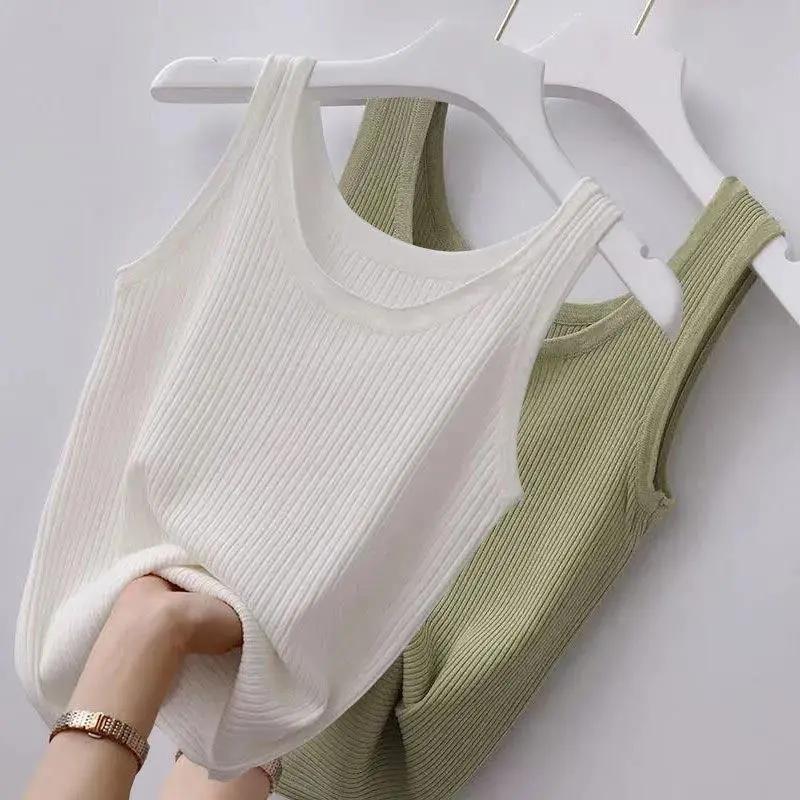 Threaded Camisole Women's Plus Size Solid Color Slim Outer Wear Sleeveless Bottoming Sweater Vest