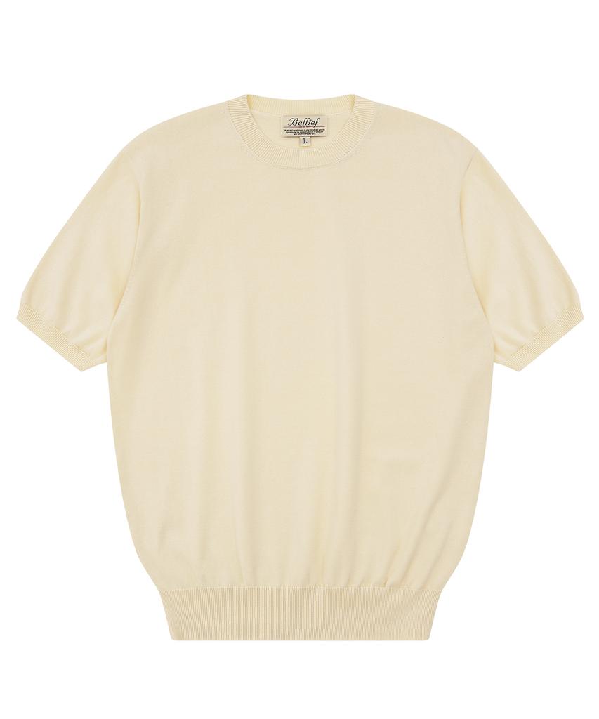 BELLIEF Essential Short Sleeve Round Knit (Ecru)