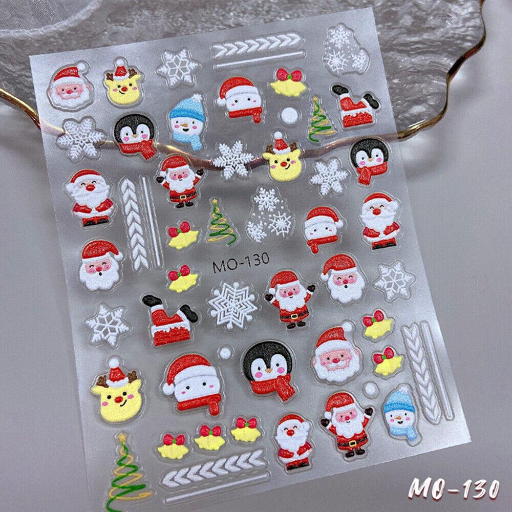Рождественский милый мультфильм Пингвин Белл Рождественский человек Снежинка 3D наклейки для ногтей
