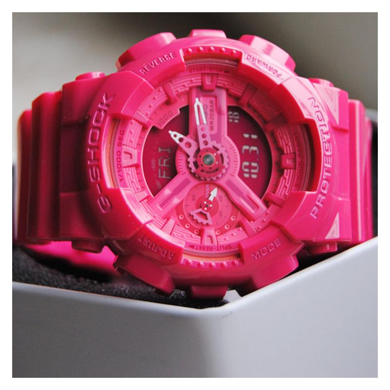 Casio G-SHOCK Серия YOUTH Серия GA-110 Модные Классические Кварцевый Механизм Ремешок из Смолы Японские и Корейские Часы Женские Часы Розовые GMA-S110CC-4