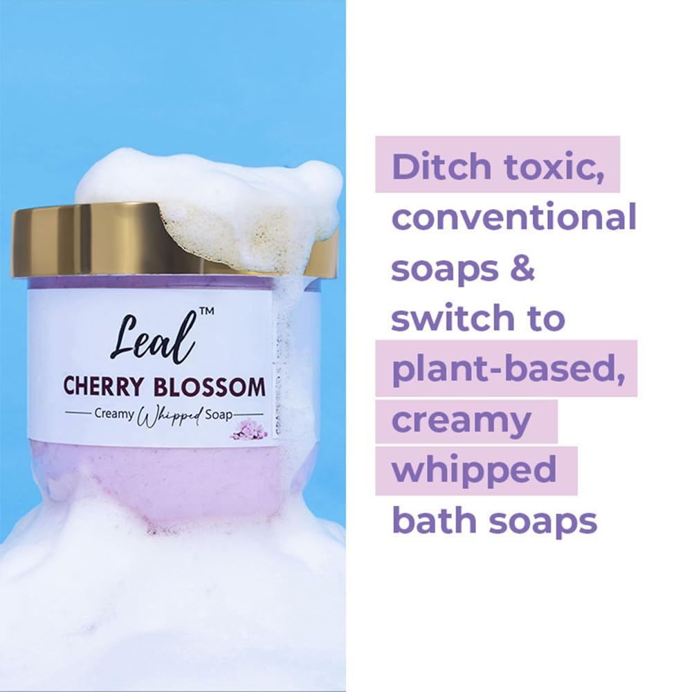 Взбитое мыло Leal Cosmetics, Мыло-крем для ванны «Цветок вишни», Гель для душа для увлажнения кожи с маслом ши и маслом виноградных косточек, Очищающее средство для тела для