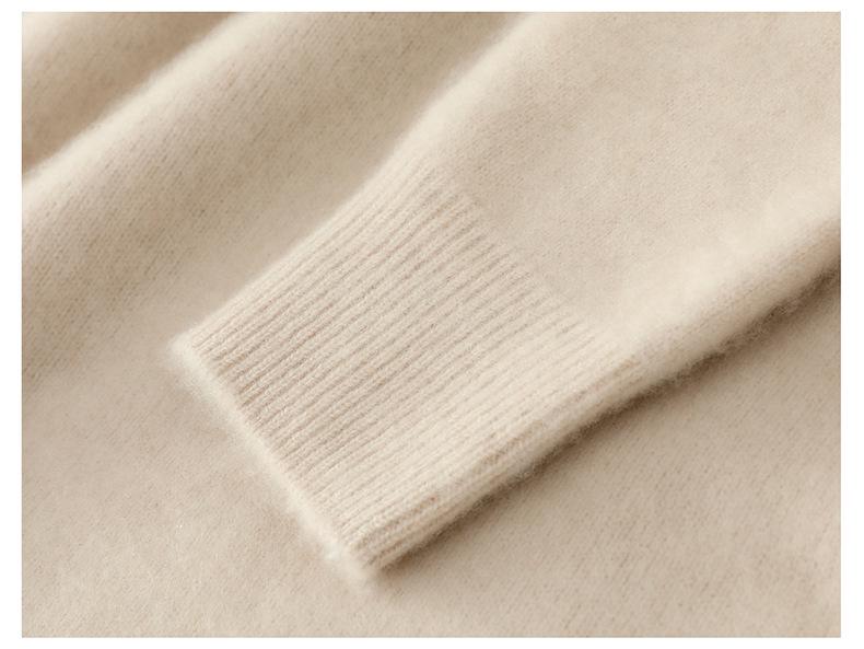 Men's High-Neck 100% Pure Wool Sweater: Thick Long-Sleeve Pullover for Autumn/Winter, Loose Fit Knitted Base Layer.