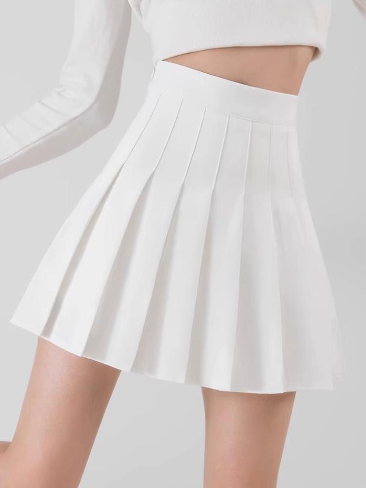 Серые мини-плиссированные юбки, женские летние короткие юбки трапециевидной формы с высокой талией, корейский стиль, черный, белый цвет