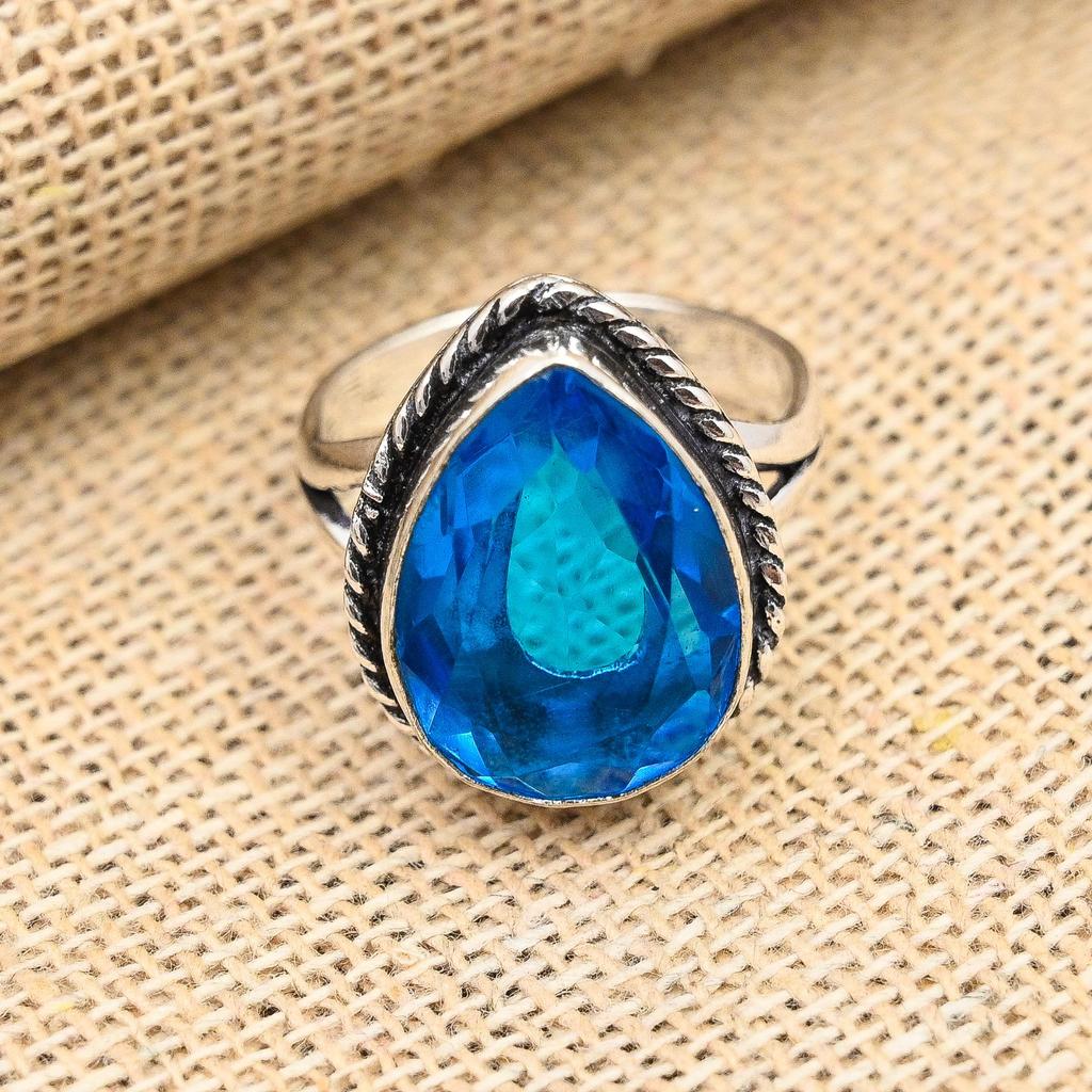 Ювелирные изделия из стерлингового серебра 925 пробы с синим топазом ручной работы на Рождество