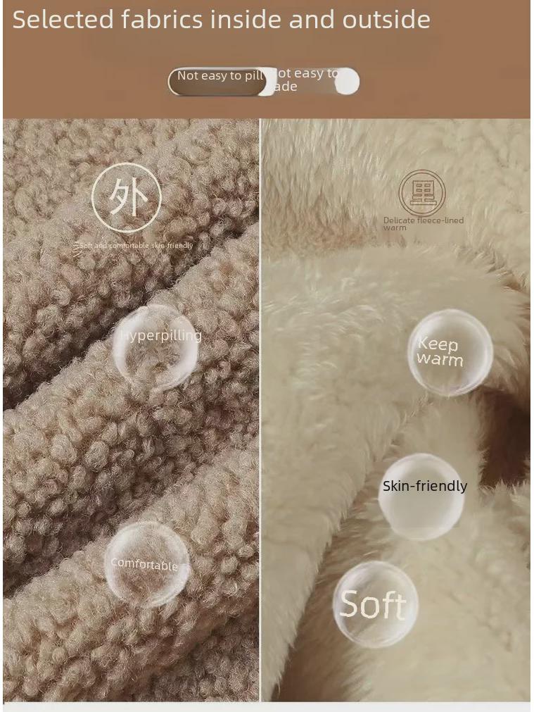 Women's Thickened Slim Autumn/Winter Short Coat - Fur & Leather Grain Fleece