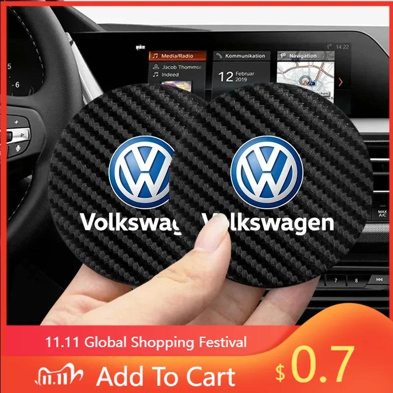 Для VW 2 шт. Подстаканник из углеродного волокна Автомобильный Держатель для стакана Воды Противоскользящий Коврик Для Volkswagen Golf 5 6 Tiguan Jetta Passat Scirocco Arteon T
