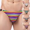 Мужские трусы в цветную полоску, модное нижнее белье, персонализированные трусики с обручем с низкой талией, трусы, закрывающие ягодицы