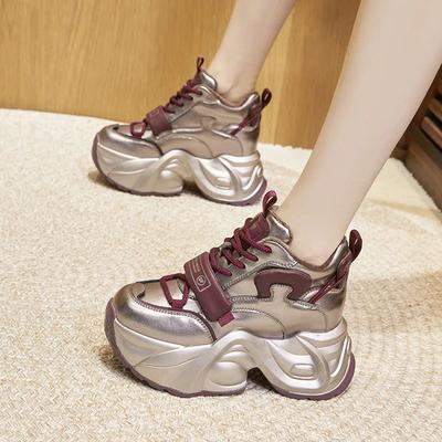 Мода 9 см Микрофибра Кожа Осень Повседневные Весна Платформа Клиновидные Балетки Мода Массивные Кроссовки Женские Вулканизированные Зимние Туфли