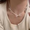 Girly Feeling Sweet And Cute Bow Pearl Necklace Femininity Gentle And Elegant Personality Versatile Neck Chain Collarbone Chain
