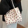 College Students' Class Strawberry Tote Bag New Storage Bag Large Capacity Fashionable One Shoulder Sweet Canvas Bag