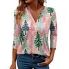 Women's Casual Fashionable Sexy Comfortable V-Neck Christmas Three-Quarter Sleeve Top
