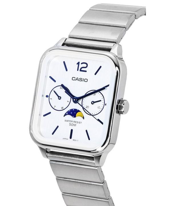 Casio Стандартные аналоговые кварцевые мужские часы с серебряным циферблатом и фазой Луны MTP-M305D-7A