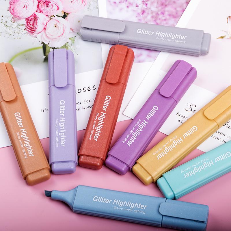 Набор блестящих ручек из 8 шт., блестящие под освещением с металлическими эффектами, цветной художественный маркер для рисования, живописи