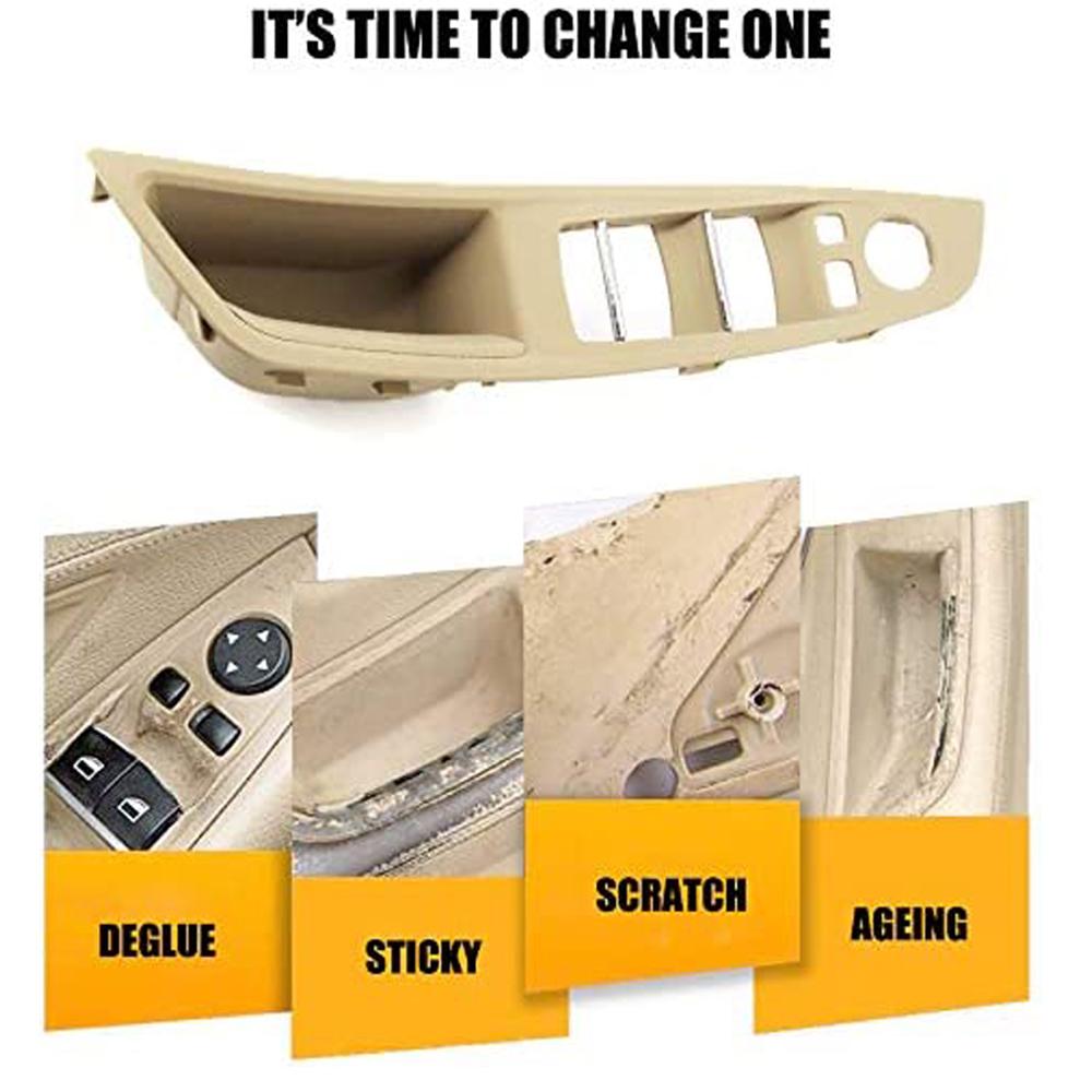 HUALIC 7pcs Left Handle for BMW 5 Series F10 F18 Left Drive LHD Carbon Fiber Car Interior Door Handle Plate Decorative