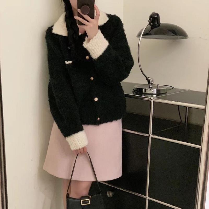 Свитер с воротником-поло, вязаный кардиган, женский, осень-зима 2023, мягкий клейкий свитер с длинными рукавами, пальто, кардиган-поло, женский топ