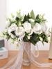 25 см искусственный букет цветов искусственный свадебный букет для церемонии букет цветов шелковые свадебные букеты для украшения свадебной вечеринки