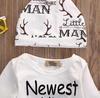 Newborn Baby Boys Reindeer Top Romper Pants Legging Hat Xmas Outfits Set Clothes