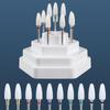 10pcs Ceramic Carbide Nail Drill Bits Set with Stand Holder Box Milling Cutter for Manicure Machine Removing Gel Nail Polish Bit