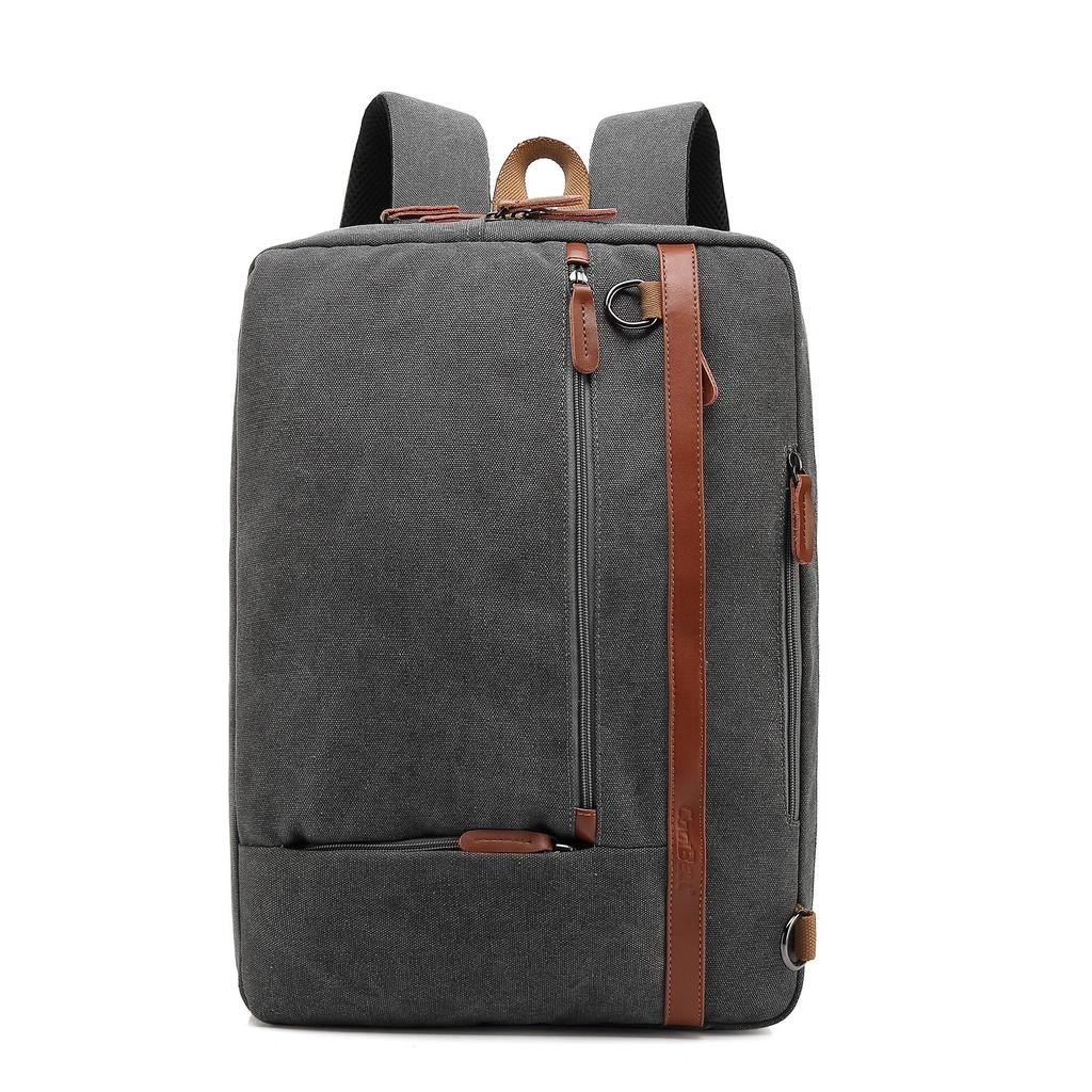 Men Backpacks Cool Bell Nylon/Canvas Male Backpack &Shoulder Bag& Messenger Bag& Handbag 15.6/17.3 Inch Black/Gray CB-5506